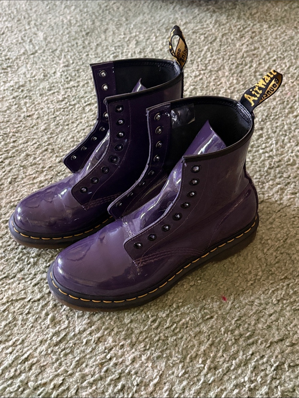 Dr. Martens Women's Glossy Purple 8-Eye Lace-Up Boots